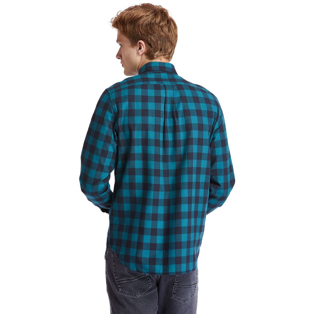 Camisa Masculino - Timberland Nashua River Long-Sleeve Flannel Check - HSUDK0271 - Azuis/Pretas